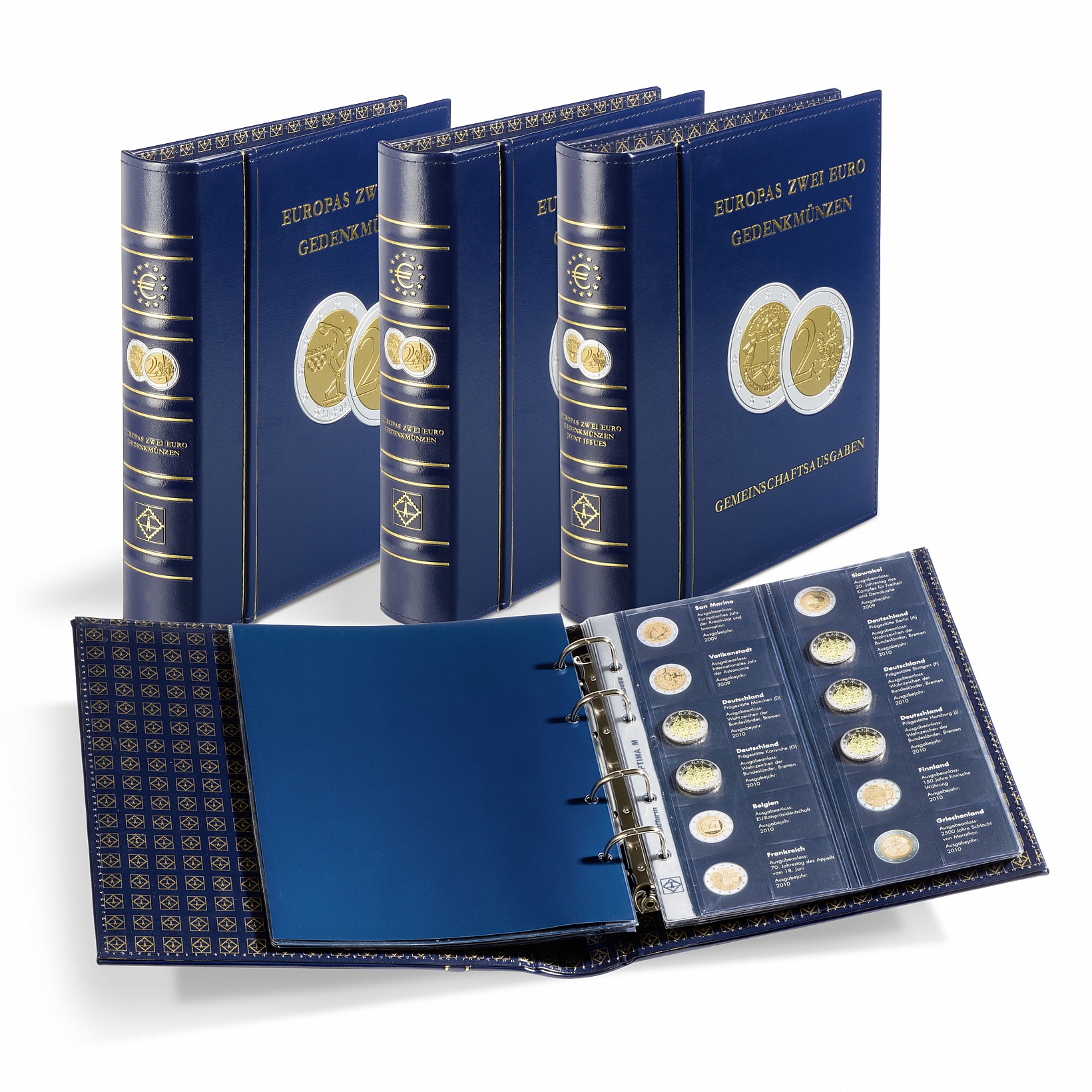4 Álbuns com Estojo impressos OPTIMA para moedas 2 EUROS 4 Álbuns com Estojo impressos OPTIMA para moedas 2 EUROS